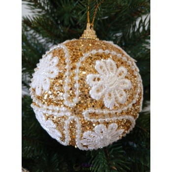 Новогодние шары золотые с орнаментом Ø80мм, цена за набор 3 шт (SH271)